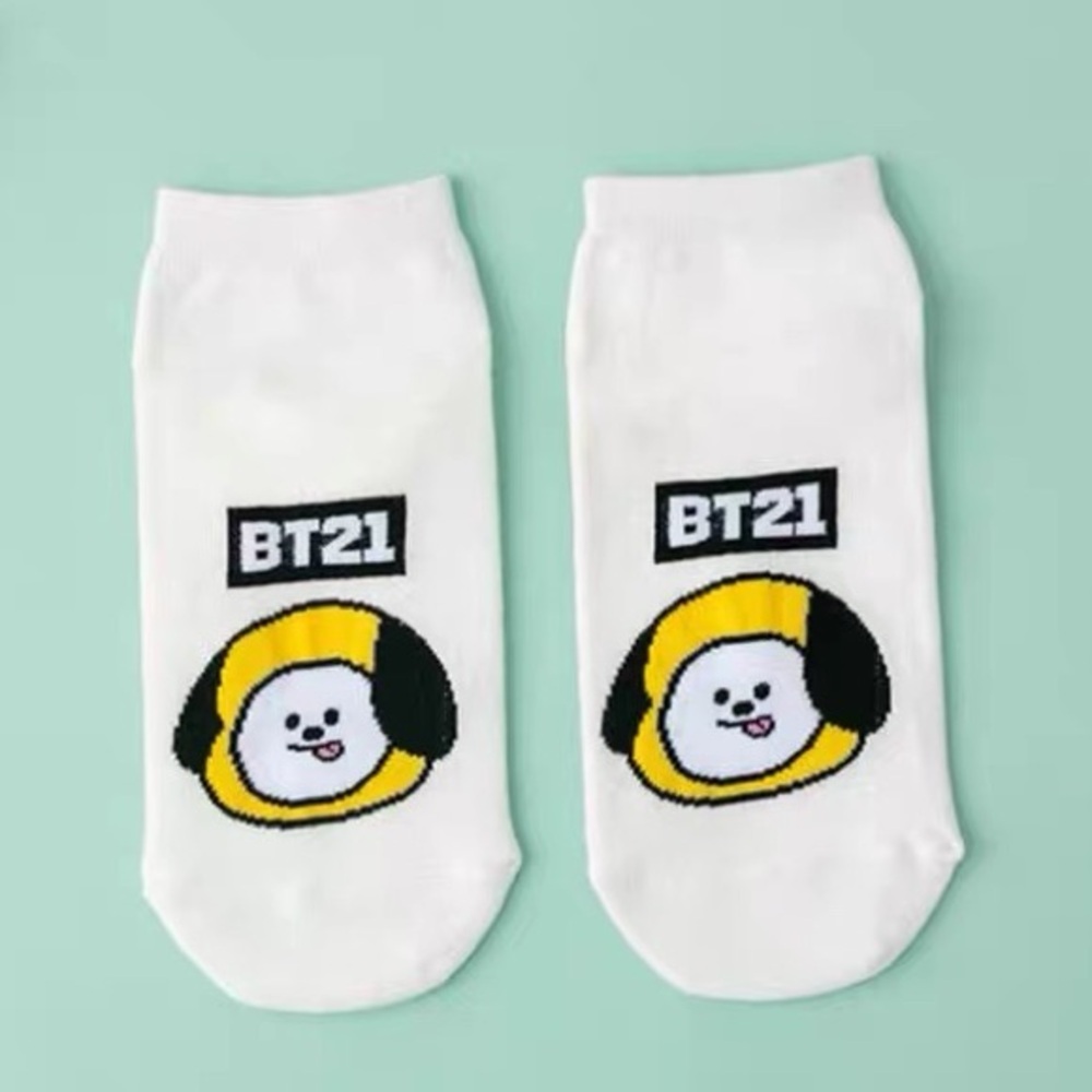 BT21 White and Yellow Character Socks